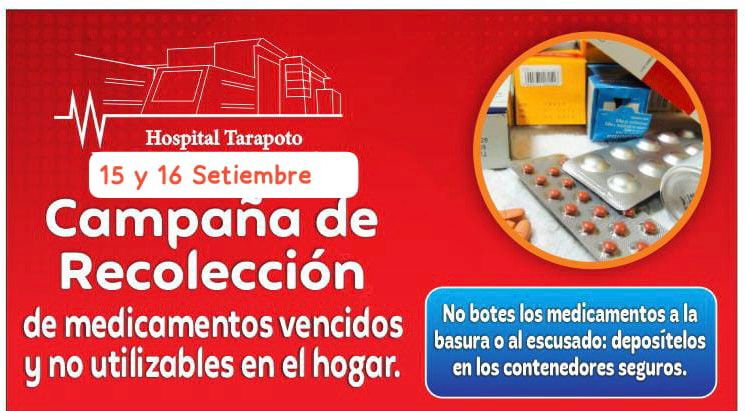 Hospital II-2 Tarapoto recolectará medicamentos vencidos y no utilizados en el hogar.